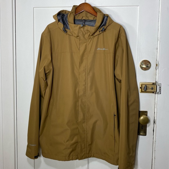 Eddie Bauer Other - Eddie Bauer Antique Bronze Brown Wind Rain Hooded Jacket XLT Tall D1751505